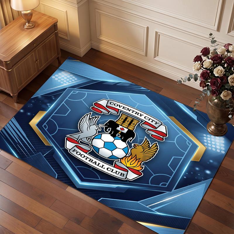 Коврик из кристаллического велюра с принтом футбольного клуба Coventry City, Удобный, Впитывающий влагу, Нескользящий, Для помещений