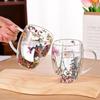 Floral Dry Flowers Cup Simple Heat Resistant Double Wall Glass Cup INS Trends High Borosilicate Glass Tea Coffee Cups