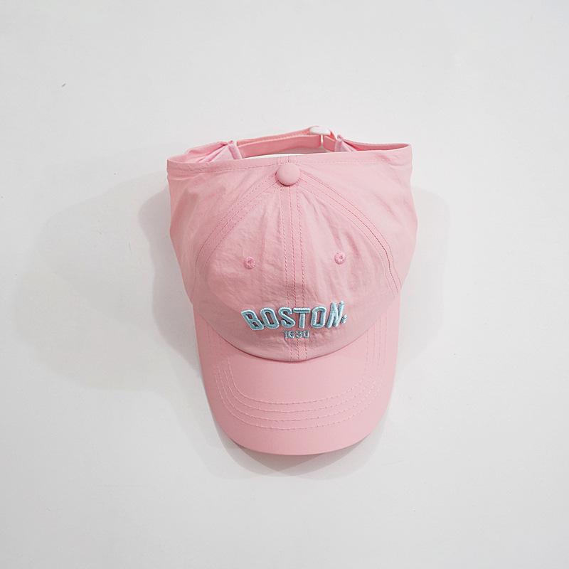 Candy Color Kids Sun Hat Fashion Letter Embroidery Empty Top Ponytail Baseball Cap Adjustable Children Girls Summer Peaked Caps