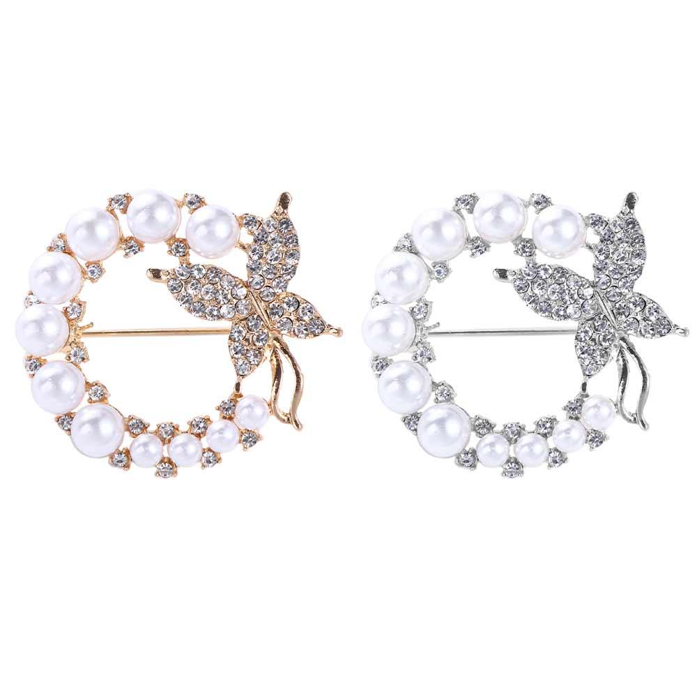 Trend Circle Butterfly Brooch Элегантные круглые броши со стразами Свадебный подарок