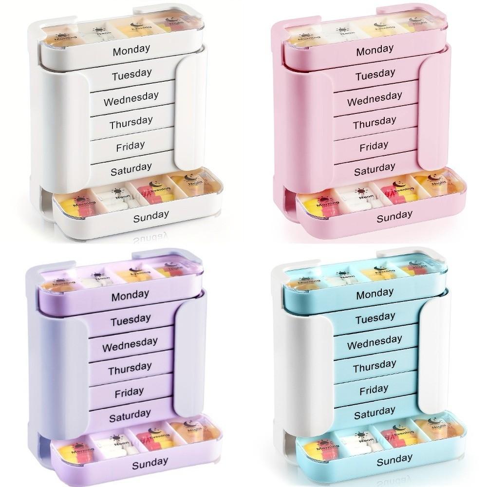 Еженедельный органайзер для таблеток с 28 ячейками, большой вместимости, дорожный футляр для таблеток, портативная 7-дневная таблетница, уход за пожилыми людьми