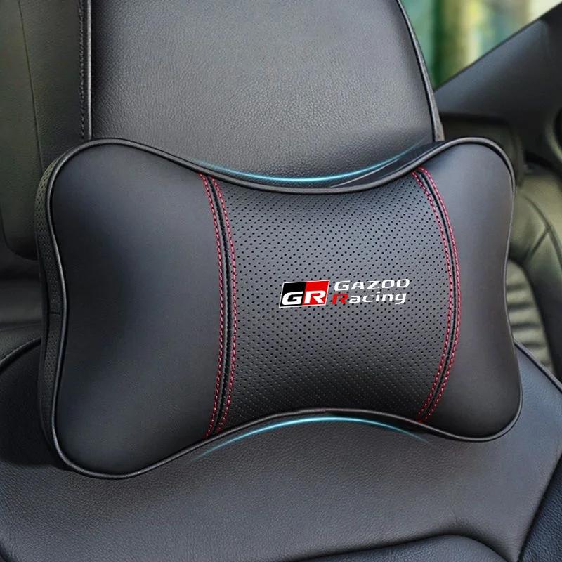 AXYY2 1Pcs Car Seat Headrest Auto Logo Neck Pillow For Toyota GR Sport Gazoo Racing RAV4 COROLLA C-HR Mirai car accessories interior