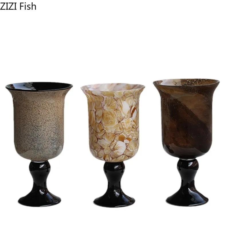 Painted Pattern Goblet Glass Vase Flower Pots Table Decoration Flowers Arrangement Hydroponics Floral Vases Modern Home Decor