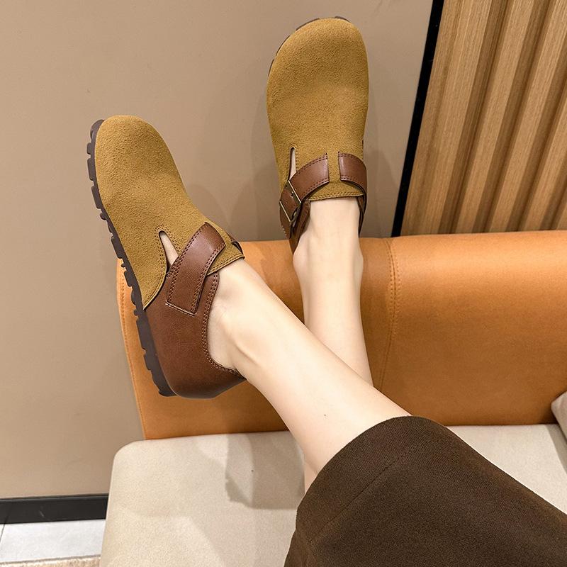 Туфли Boken женские матовые с плоским дном, одна педаль 2024 года, мягкое дно, мягкая поверхность, удобные, уродливые, милые, японские, ретро, с полной сумкой на голове, одинарные туфли