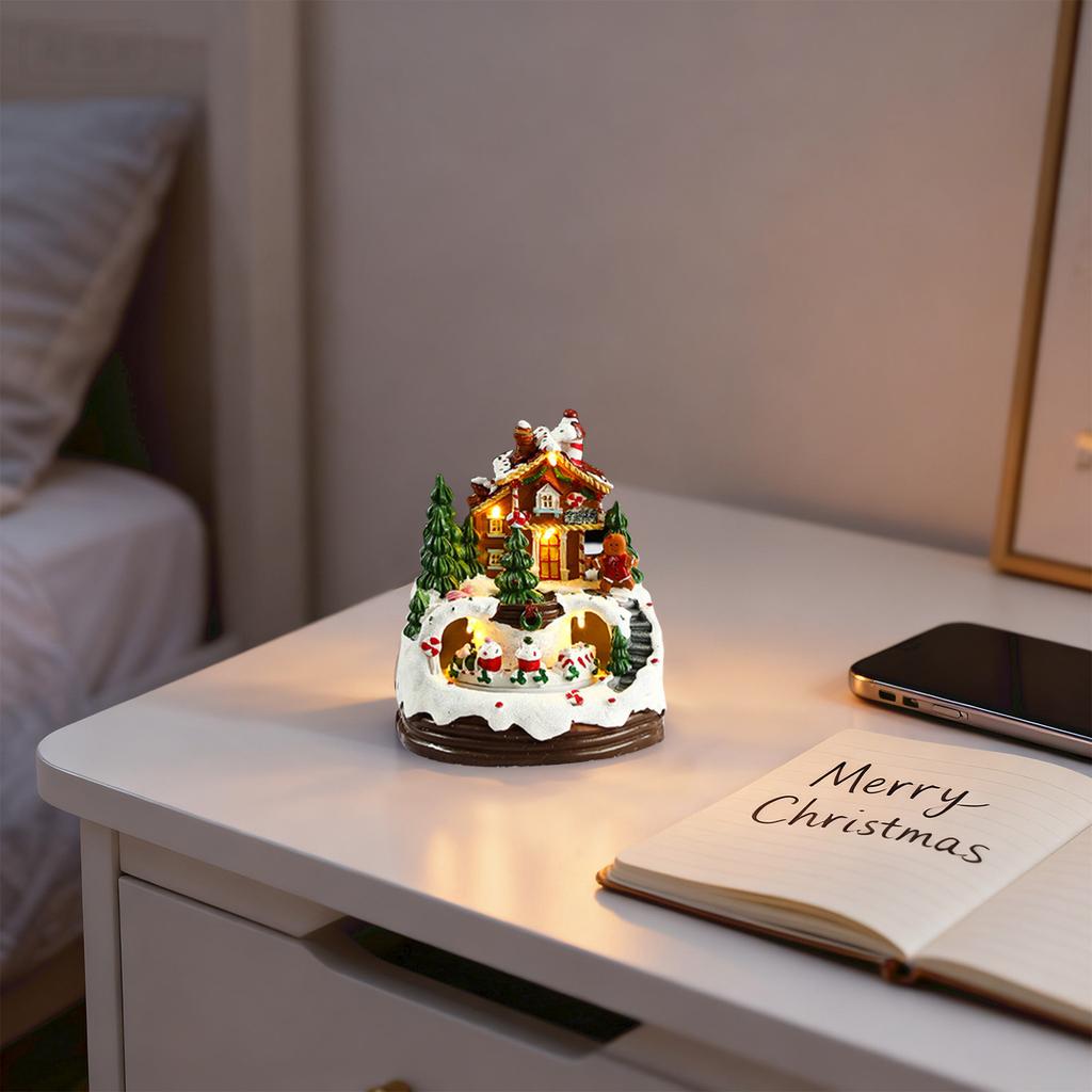 Светящийся пряничный домик с подсветкой - Анимированное рождественское украшение для праздничной экспозиции в помещении