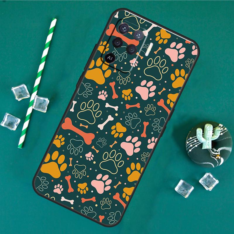 Чехол с лапкой собаки и кошки для Oppo A40 A60 A80 A16 A76 A96 A18 A38 A58 A78 A98 A91 A15 A17 A74 A94 A54 A57S