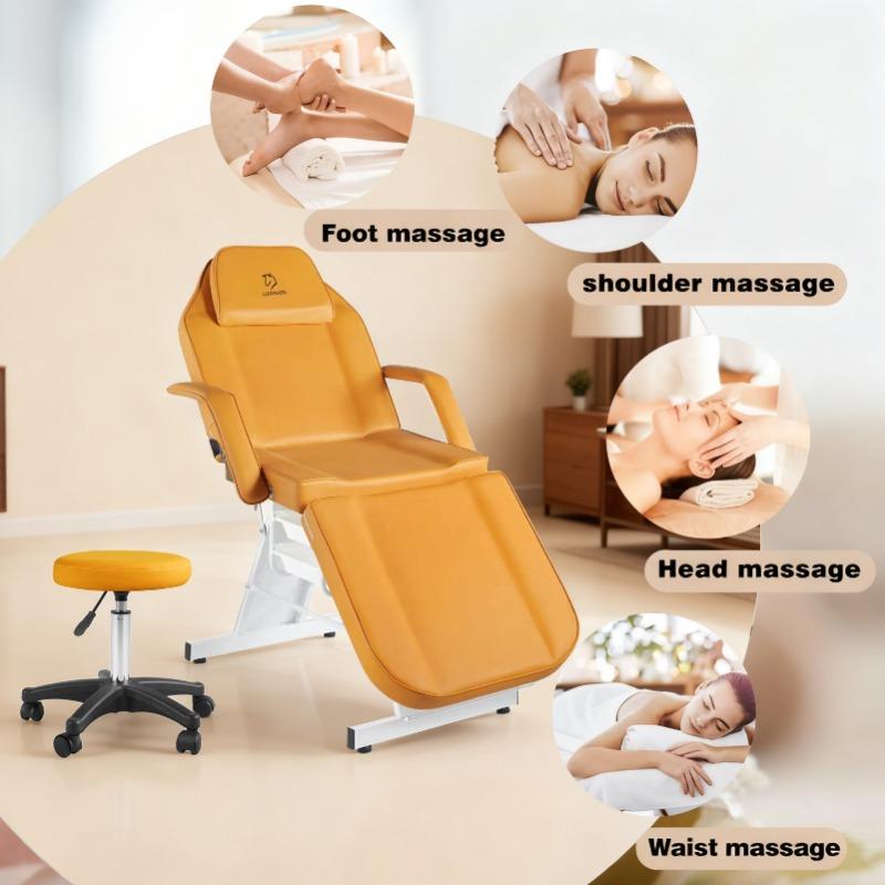 Luxmars Mordern Beatury Bed for Spa Salon Esthetician Chair PU Leather Adjustable Footrest 180 ° Flat for Tatto Eyelash Massage