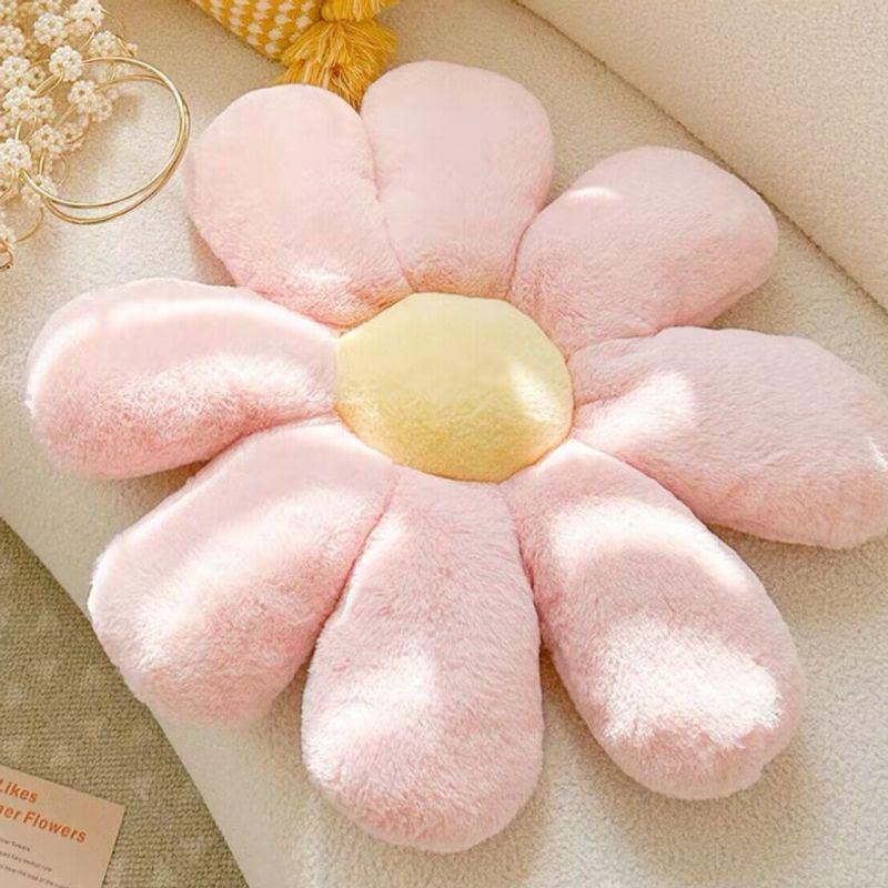 Charming Floral Petal Pillow - Cream Seat, Sofa, or Bedside Cushion