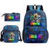 Rhythm Box Game Merchandise Student Bag Sprunki Cartoon Starry Sky Backpack Leisure Bag 3-piece Set D