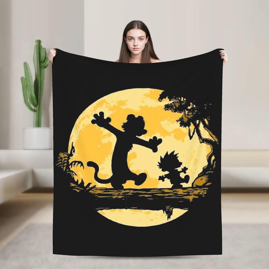 Airplane Travel Calvined and Hobbes Throw Blanket  Flannel Bedspread For Couch Chair Sofa Bed Novelty Sofa Bed Cover