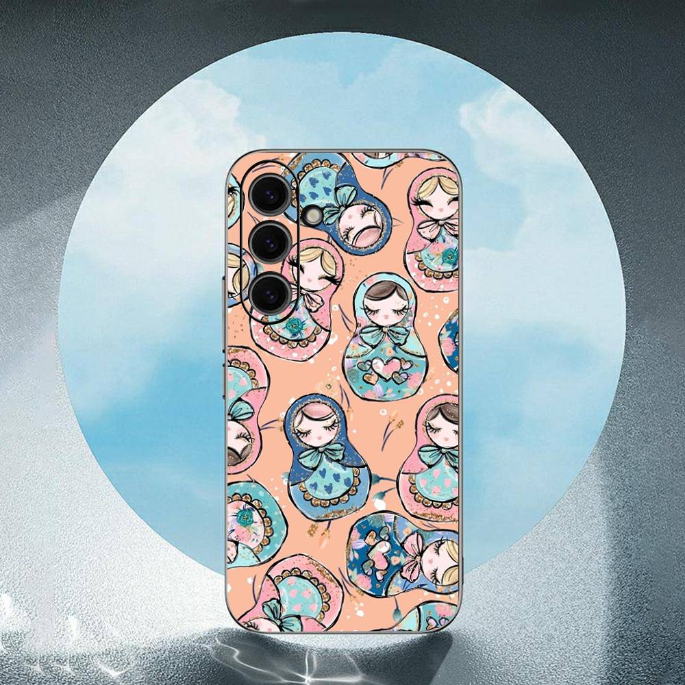 Russian Dolls Matryoshka For Samsung Galaxy S23 S24 S25 Ultra S22 Plus S21 Black Soft Case Waterproof Soft Case