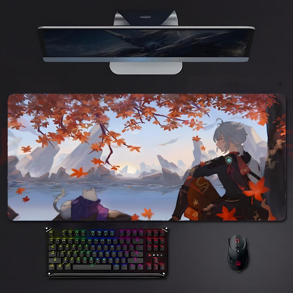 Genshin Impact Gentle Kaedehara Kazuha Mouse Pad Large Gaming Mousepad With Stitched Edges Thickened Desk Mat Pc