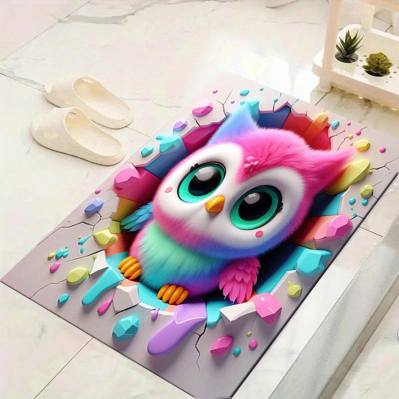 1pc Cute owl Print, Design Indoor Area Rug, Soft, Anti-Slip, and Durable Gaming Room Decor for Bedroom, Living Room, and Exercise Rugs, Perf