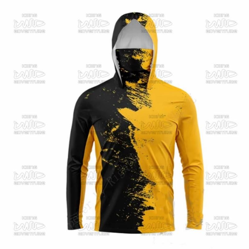 Mens Quick-Dry UV Protection Fishing Shirt Long Sleeve Mesh Ventilation Performance Top Outdoor Sports Cycling