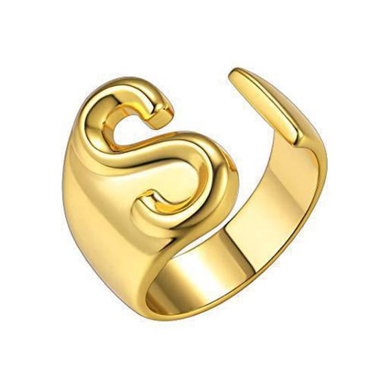 Кольцо с алфавитом, 26 английских букв, кольцо с регулируемым отверстием, золотое, полированное, легкое, из сплава, ювелирное украшение на палец для вечеринок и повседневного ношения