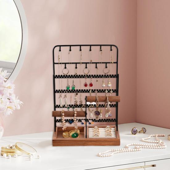 Стойка для украшений большой вместимости, многоярусная, устойчивое основание, серьги, кольца, ожерелья, браслеты
