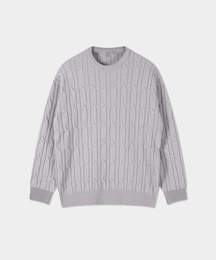 BIRBANTE Soft Washable Cable Round Knit - Heather Grey