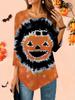 Женская свободная футболка с круглым вырезом и рукавом три четверти, 3D-рисунок на Хэллоуин, идеальный подарок на Хэллоуин и Рождество