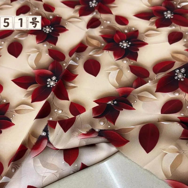 100x150cm Floral Printed Style Fabric Summer Silk Chiffon Fabric for Diy Sewing Soft Comfortable Dress Shirt Pajamas Pants