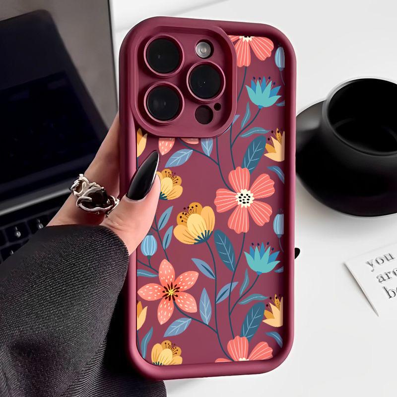 Colorful Flowers Silicone Case For iPhone 17 16e 15 16 Pro Max 14 13 12 11 Pro Max 17e Shockproof Bumper Soft TPU Phone Cover