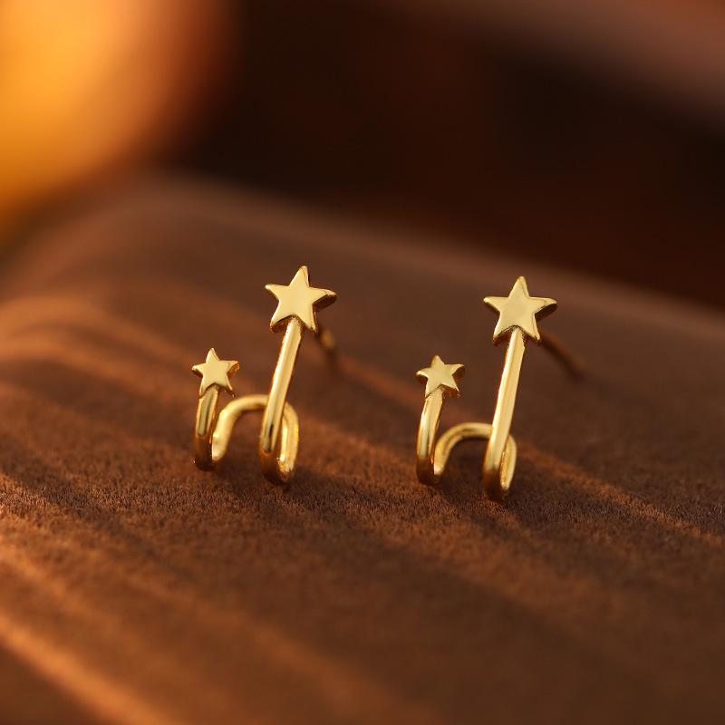 Серьги-клипсы Banyan Tree из серебра 925 пробы в корейском стиле – Простой, маленький дизайн для женщин и студенток