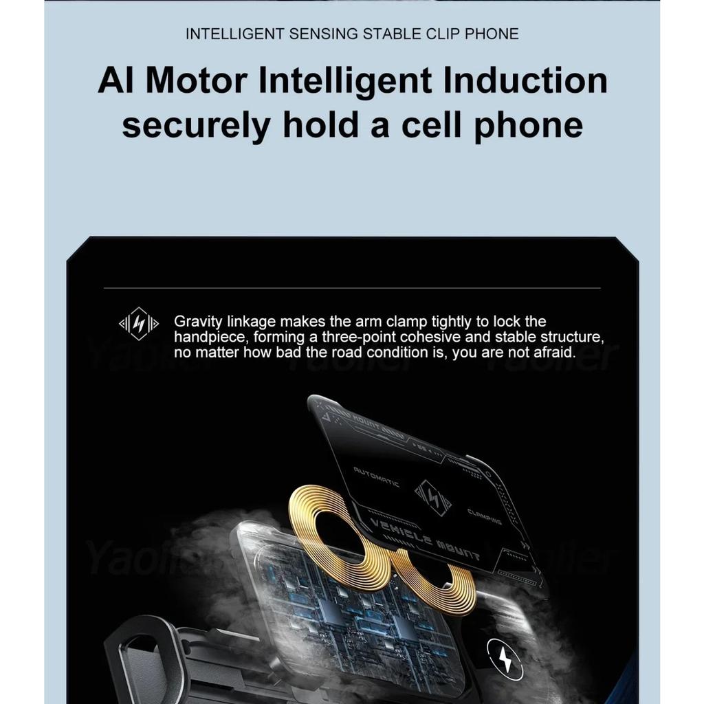 NEW Universal 15W Dual Coil Wireless Car Charger for Samsung Galaxy Z Flip 4 3 IPhone Auto Clamp Fast Car Charging Phone Holder