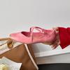 French Retro Cross Strap Mary Jane Shoes Women's Leather Single Shoes Spring Niche Shallow Mouth Flat Ballet Grandma Shoes