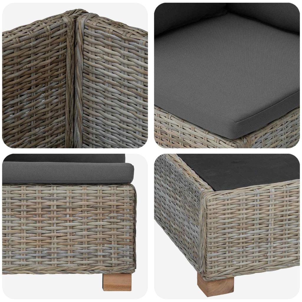 5 Piece Rattan Lounge Set with Cushions GENDT Natural Rattan Kubu Grey