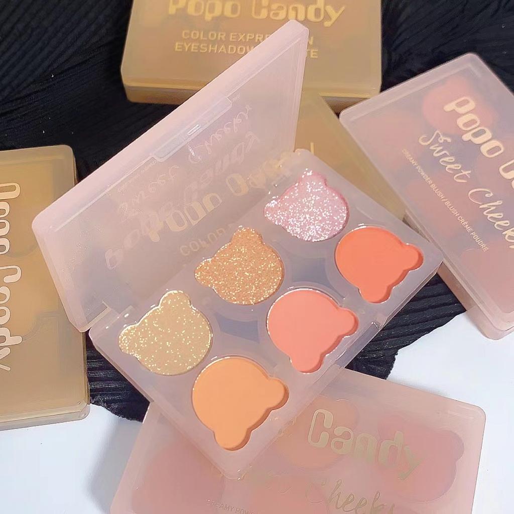Шестицветная пластина Bear Blush Rouge Highlight Shadow Trimming Integrated Plate Face Makeup