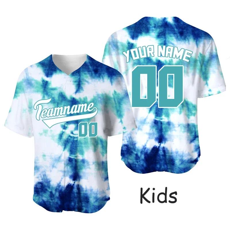 Футболка для бейсбола Tie Dye Custom, детская игровая майка, сублимационная печать, заготовки для спортивных футболок, быстросохнущая спортивная одежда, бейсбольная форма