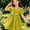 Summer Girls' Dress with Bubble Sleeves