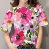 Красивая футболка с цветами Женская Летняя Новинка Топ с коротким рукавом Повседневная Модная Принтованная Женская футболка Харадзюку Уличная футболка