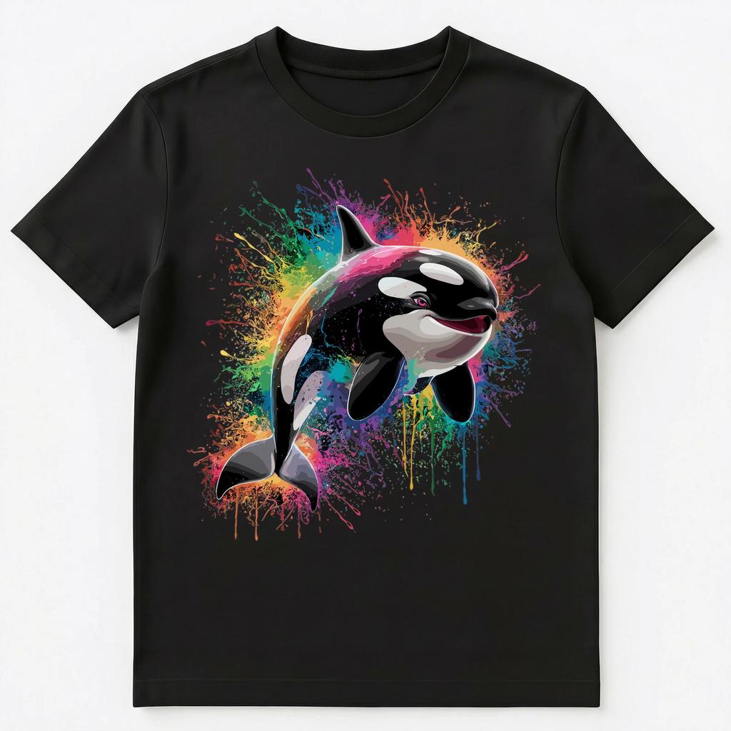 Colorful Paint Splash Orca Art Graphic Unisex T-Shirt