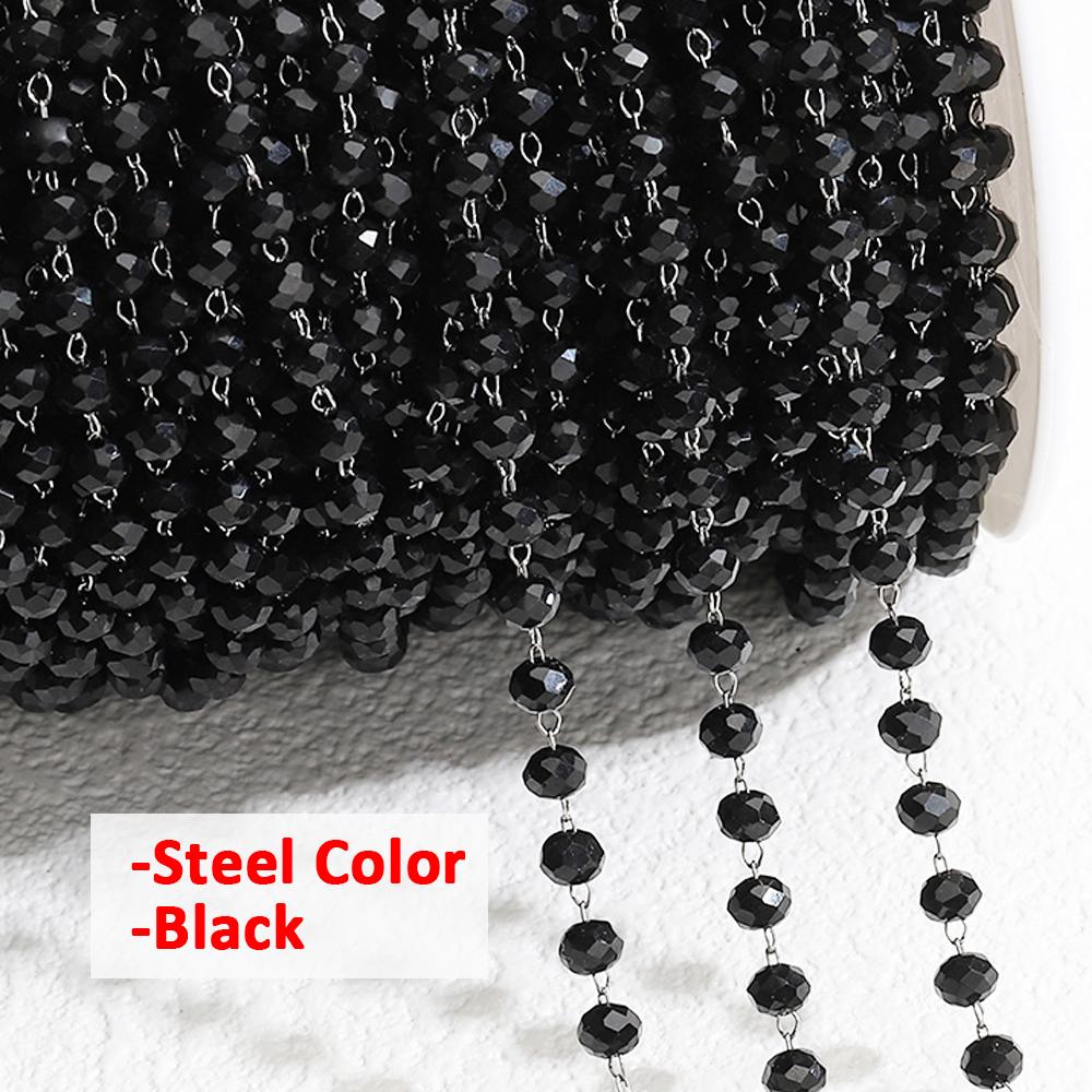 1Meter Colorful Glass Ball Beaded Chain Crystal Beads Necklace Body Chain Accessories for Jewelry Making Components DIY Supplies