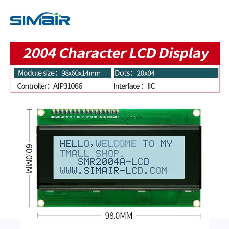 20x04 IIC Серийный точечно-матричный LCD модуль с проводами Dupont, Английские и Японские символы