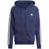 Adidas Essentials Fleece 3-Stripes FZ Hoodie, Mens Navy Sweatshirt