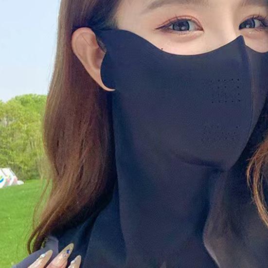 Summer Face Guard Moisture-Wicking Fabric Breathable Elastic Neck Gaiter Sun Protection Ice Silk Face Guard