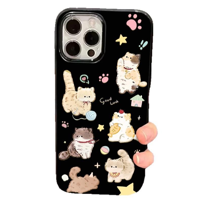 Милый котенок для игры подходит для чехла на мобильный телефон Apple 17/16 Pro iPhone15 желе 13 большое отверстие 12 яркая поверхность 14
