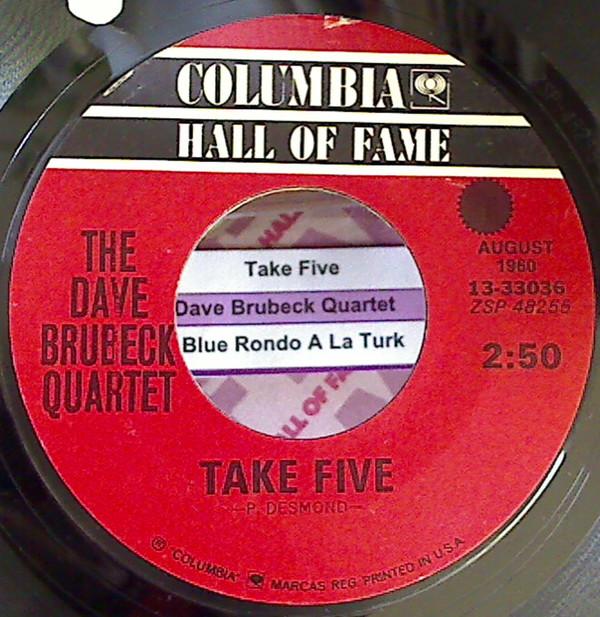 7-дюймовая пластинка DAVE BRUBECK QUARTET Take Five Blue Rondo A La Turk 1333036 Columbia US Jazz Б/у
