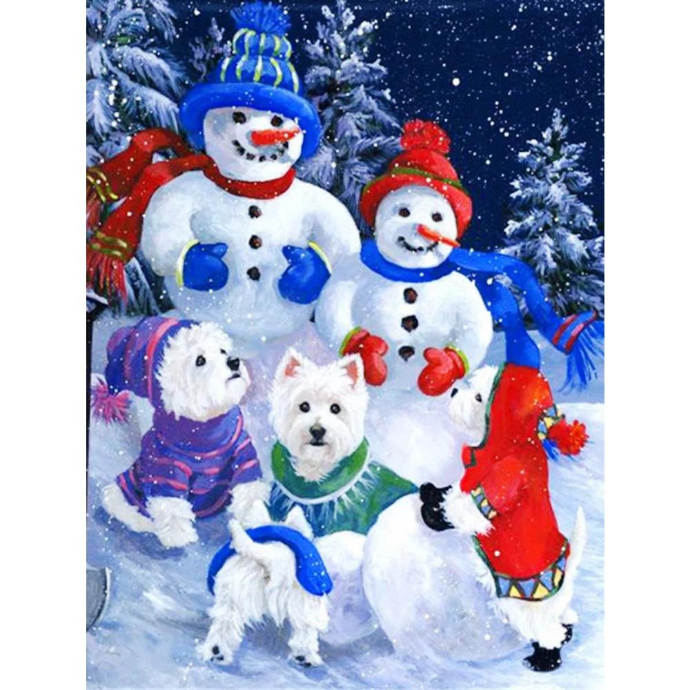 Алмазная живопись Art Full Drill Снеговик Алмазная картина Ручная работа Снежный день Diy Алмазная мозаика Картина Украшение дома Рождественский подарок