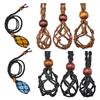 Adjustable Necklace Cord Empty Stone Holder Wax Rope Diy Necklace Natural Quartz Crystal Healing Stone Net Bag Pendant