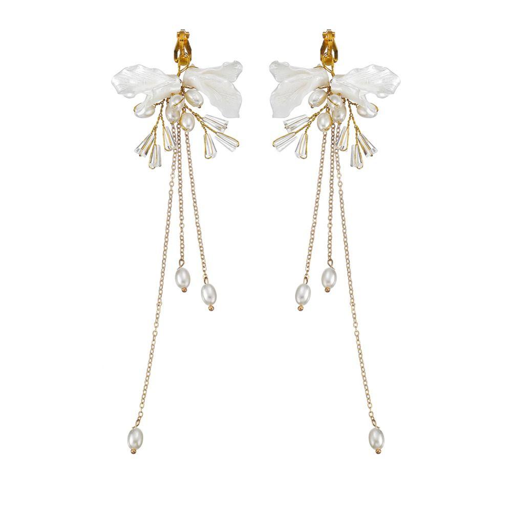 Tassels Earring Bridal Headwear Earring Pearl Crown Elegant Flower Hairband  Women Lady
