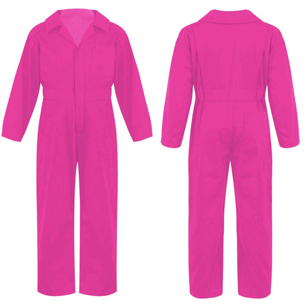 Boys Mechanic Coveralls Fashion Kids Long Sleeve Turndown Collar Zipper Front Jumpsuit Halloween Cosplay Costume
