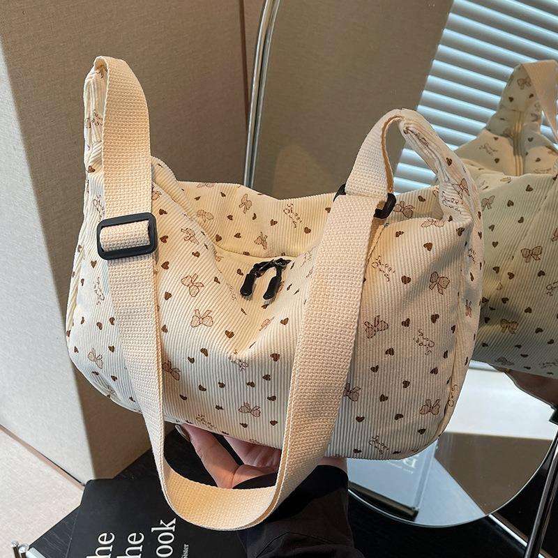 Women Fashion Corduroy Crossbody Bag Casual Versatile Medium Shoulder Dumpling Bag