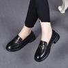 Round Head Small Leather Shoes Women's Shoes Autumn New Metal Buckle Shallow Mouth Flat Sole Single Shoes College Style Comfortable