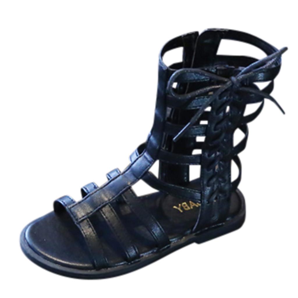 Toddler Infant Kids Baby Girls Summer Roman Princess Shoes Open Toe Zip Sandals
