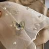 Stylish Butterfly Design Polyester Scarf Women Hijab Shawl Stole Wrap Beaded Accents Fashion Accessory