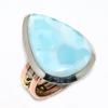 Двухцветное подарочное кольцо из чистого серебра 925 пробы с натуральным драгоценным камнем Ларимар S.7 n8B65