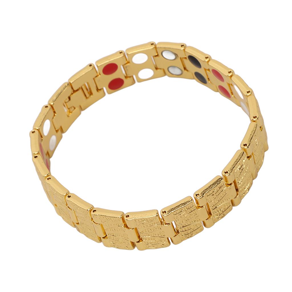 Модный магнитный браслет Двухрядный магнит Регулируемый Титановая сталь Браслет для похудения Золотой