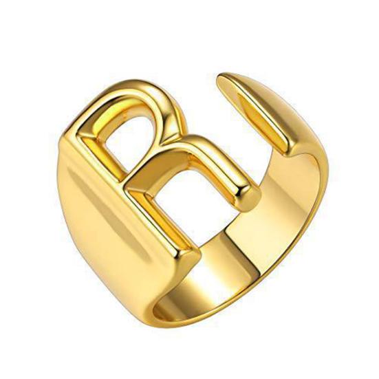 Кольцо с алфавитом, 26 английских букв, кольцо с регулируемым отверстием, золотое, полированное, легкое, из сплава, ювелирное украшение на палец для вечеринок и повседневного ношения